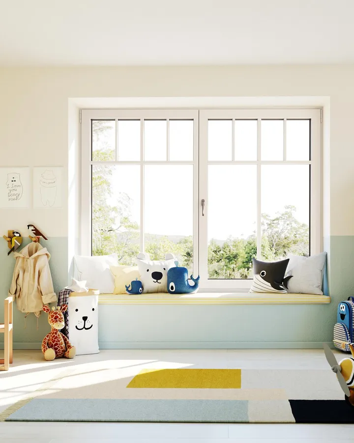 Sprossenfenster in einem Kinderzimmer